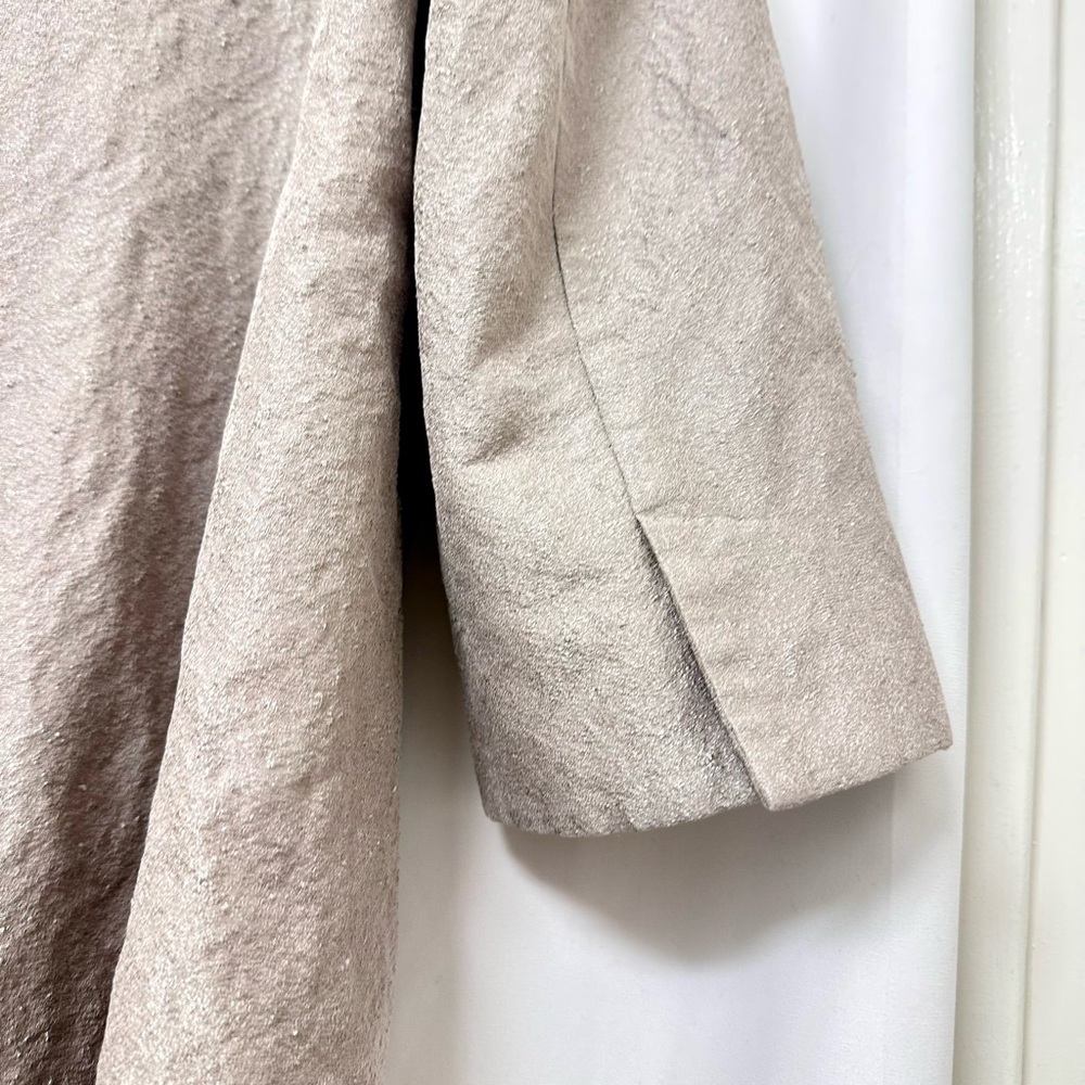 Eileen Fisher Open Front Textured Blazer Jacket Neutral Taupe Silk Blend Size M - Picture 7 of 9